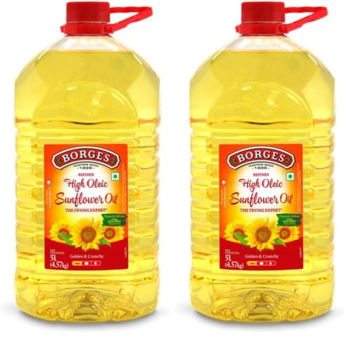 Image of Borges Borgefrit High Oleic Sunflower Oil -5 L | The Frying Expert | 75% MUFA | 100% Non GMO |Packed in Spain (Pack of 2)