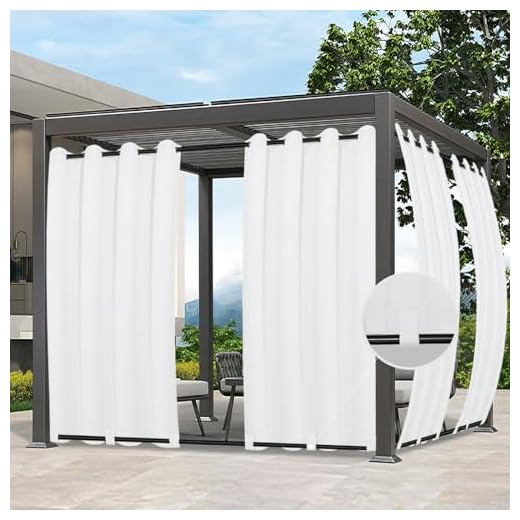 Easy-Going Outdoor Curtains Waterproof Windproof Weatherproof Curtain for Patio, Cabana, Porch, Pergola and Gazebo, Grommet Top and Tab Bottom Drape, 1panel, 54x84 inch, White