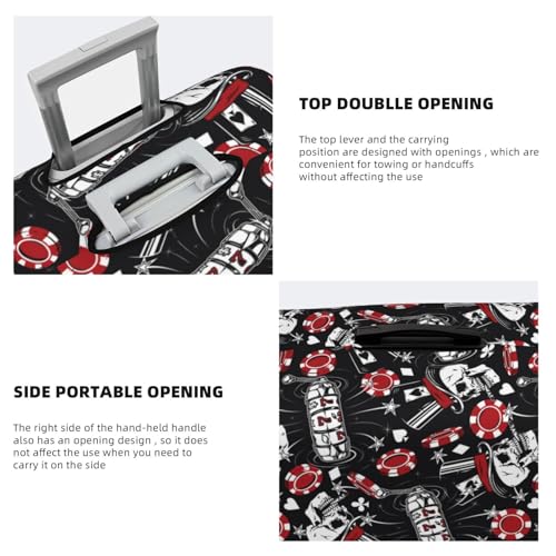 Vintage Skull Casino Print Luggage Covers For Suitcase,Elastic Washable & Stretchable Suitcase Covers For Luggage, Anti-Scratch - Fits 18-32 Inch Luggage-No Luggage Included3