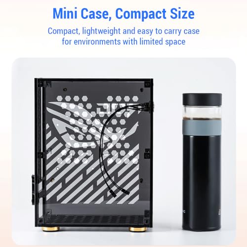Gabinete compacto para PC Dioche, carcasa portátil pequeña, con panel lateral de plexiglás, color negro miniatura 3