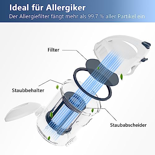 Micol Staubsauger Beutellos, 700W beutelloser staubsauger, kompakt und Leichter Staubsauger Ohne Beutel, Bodenstaubsauger mit HEPA-Filter für Teppiche, Hartböden, Tierhaare und Staub – Bild 6