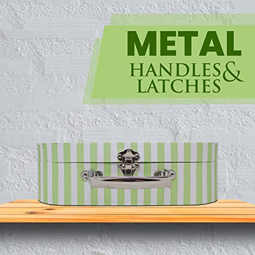 Blue Orchards Pastel Luggage Chest Paperboard Boxes (Set Of 3) - Decorative Storage Boxes - Stackable Storage Chests For Jewelry - Chest Box For Keepsake - Bedroom Display Or Party Decor #TOP6