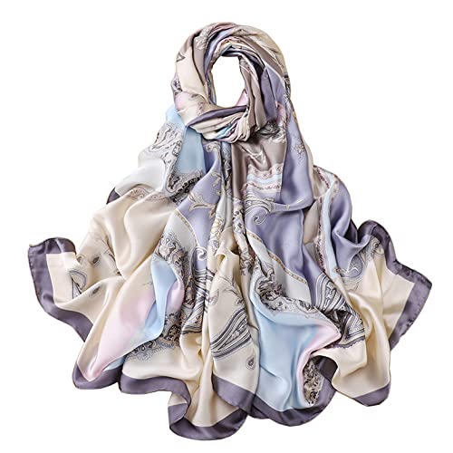 Image of ZDMHSH Fashion Scarves Scarf 100% Silk Feeling Scarf Silk Like Scarves Long Lightweight Sunscreen Shawls for Women