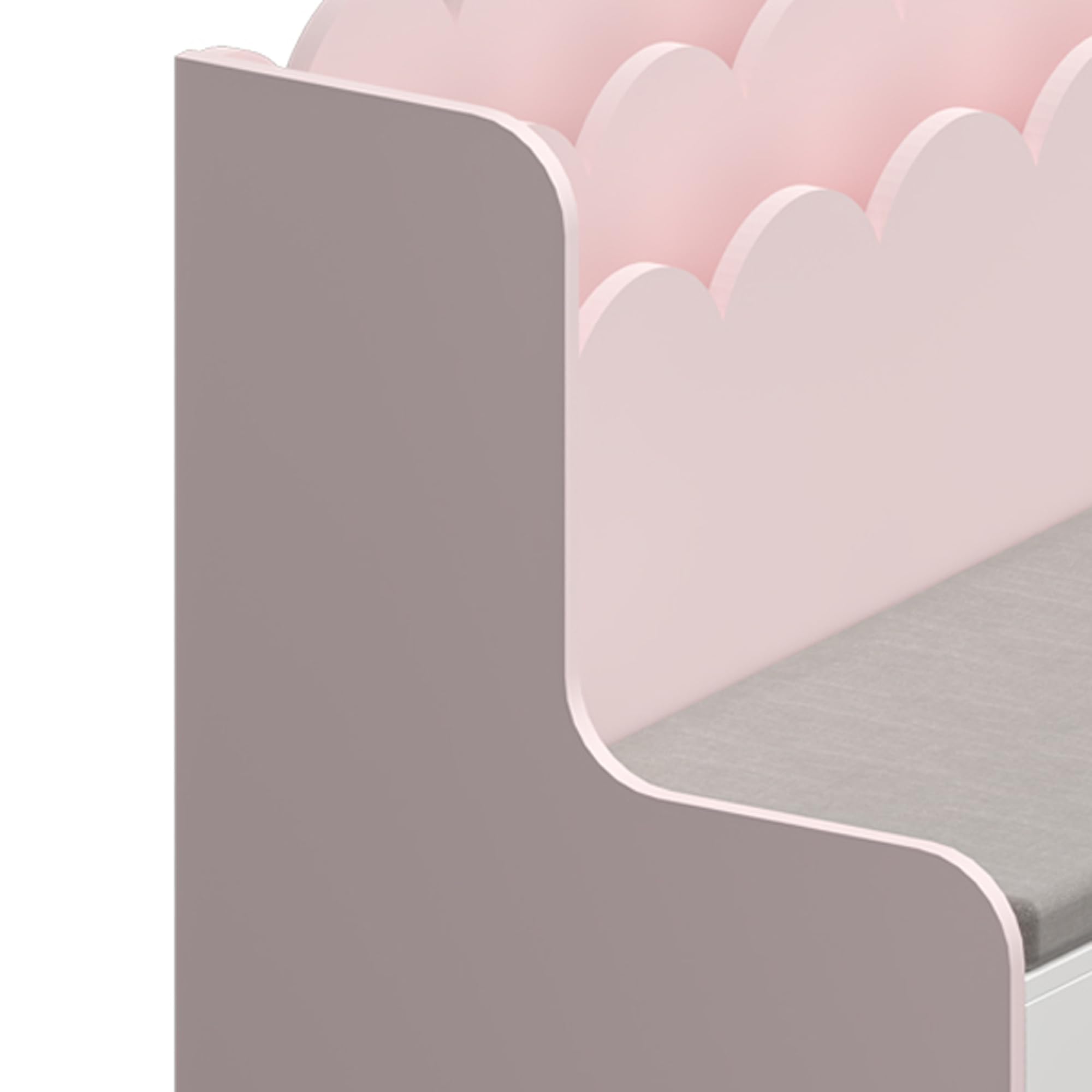 Kinder Sitzbank mit Bücherregal Vestnes 100 x 45 x 70 cm Wellendesign Cotton Candy/Weiß