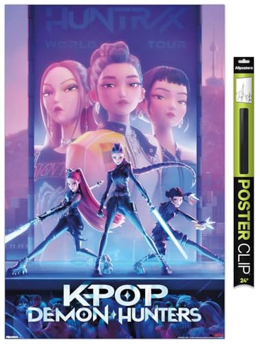 Image of Netflix KPop Demon Hunters (2025) - One Sheet Wall Poster, 34L inch x 22.4W inch, Premium Poster & Clip Bundle