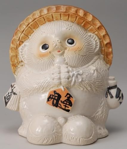 Irodoriya 信楽焼 たぬき 風水お願い狸 (白) 陶器 置物 タヌキのサムネイル