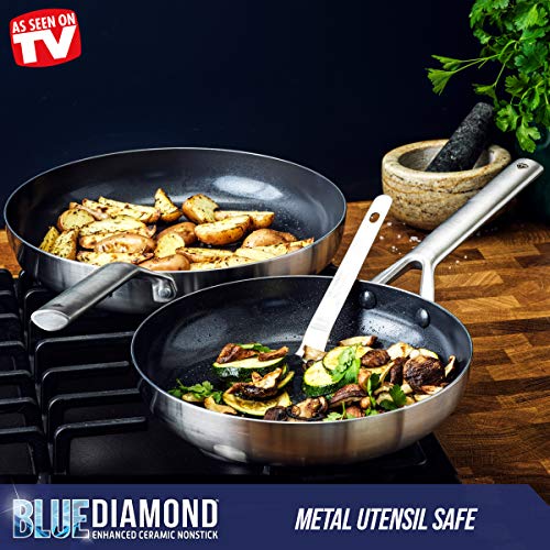 Blue Diamond, Triple Steel Ceramic Non-Stick Frying Pan Set - 24 cm + 28 cm, Silver 4 Gallery Image