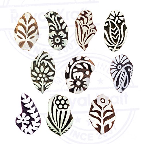 Tattoo Printing Blocks Stylish Small Floral Shape Wood Stamps (Set of 10)