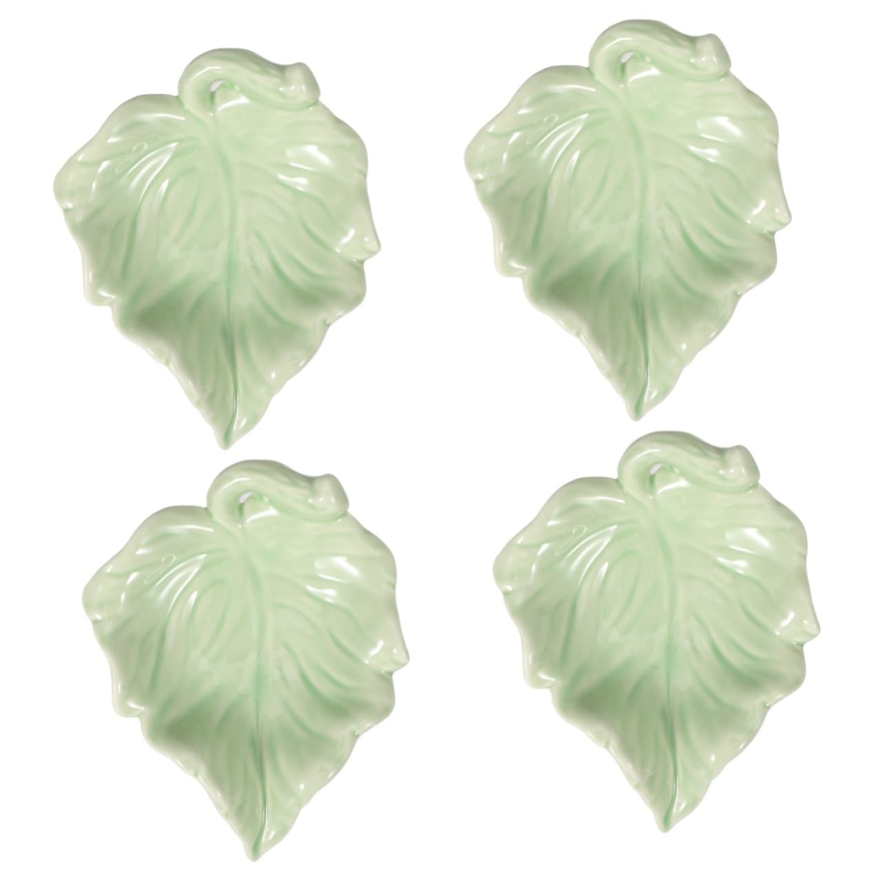 MAGICLULU 4 Piezas Jabonera de Hoja de cerámica Soporte de Drenaje de jabón Plato Soporte de jabón con Drenaje Jabonera con Drenaje contenedor de jabón Bandeja de jabón en Forma de Hoja