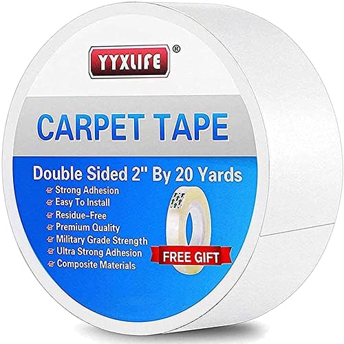 YYXLIFE Double Sided Carpet Tape for Area Rugs, Hardwood Floors, 2" x20YD
