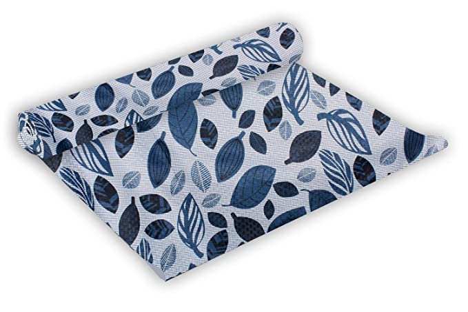 Image of 10Meter Rectangular Long Shelf Liner, Sheet Roll /Mat for Drawer, Shelf roll Kitchen mat /Kitchen Roll /Slab Roll /Drawer roll Antislip Mat Size - 45 x 1000 cm-AM (Blue Black Leaf)