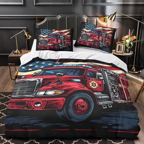 Ensemble de literie camion imprimé 3D avec housse de couette microfibre 140x200