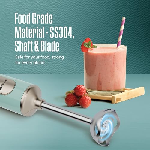 Image of Havells CRAFT Hand Blender|50% Quieter Operation|Easy Blending with 300 Watt Power|Food Grade Material - SS304 Shaft and Blade|Ergonomic One Button Operation|2Yrs Manufacturer Warranty(Blue & Gold)
