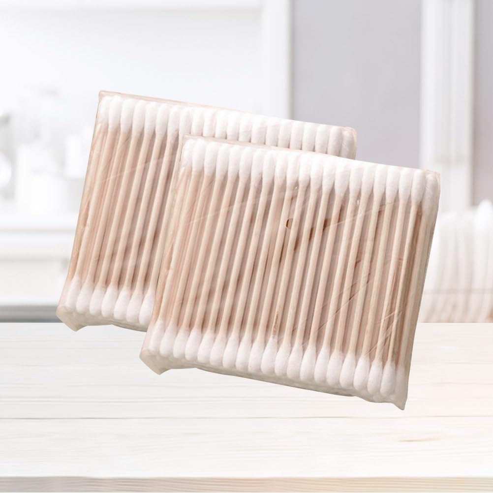 Beavorty Coton-Tiges Jetables Double Embout 500 Pièces Bâtonnets En Bois 8X7X2Cm Nettoyage Oreilles Maquillage Soins Plaies Usage Sanitaire