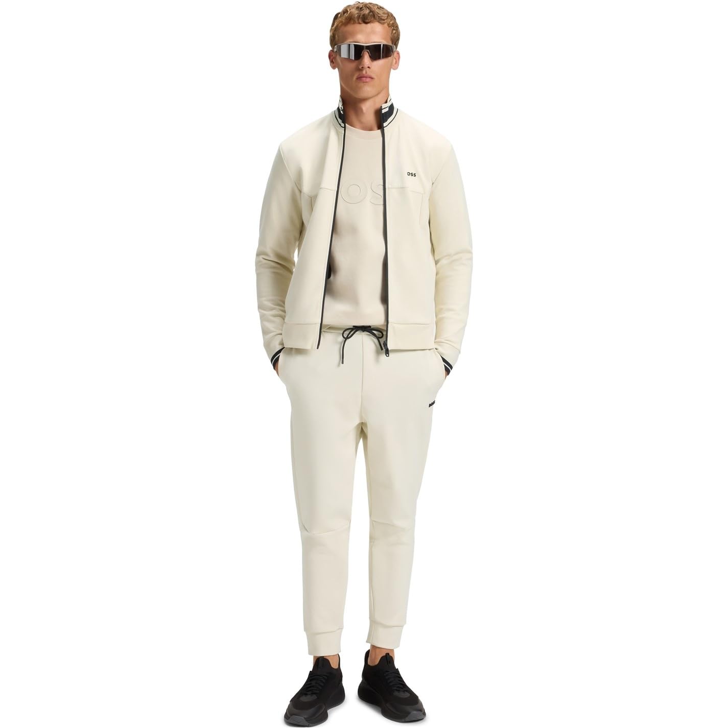 BOSS Herren Pants Zone Jogginghose aus Baumwoll-Mix mit Streifen
