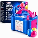 Prextex Balloons Electric Pump Inflate, Blue 110V 600W - Portable Pump with Air Blower & Dual Nozzle Inflator for Fast, Easy Bulk Balloons Filling for Event & Party Decoration - Balloon Pumps Electric