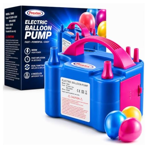 Prextex Electric Balloon Pump - Blue 110V 600W Portable Balloon Pump with Air Blower and Dual Nozzle Balloon Inflator for Fast and Easy Bulk Balloons Filling for Event and Party Decoration