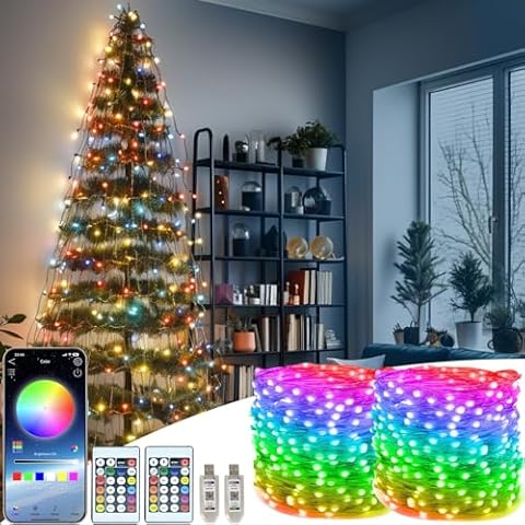 ZQX LED Fairy Lights, Pack of 2, 33 ft 100 LED Colour Changing Fairy Lights with Remote Control, Smart App Control Cover