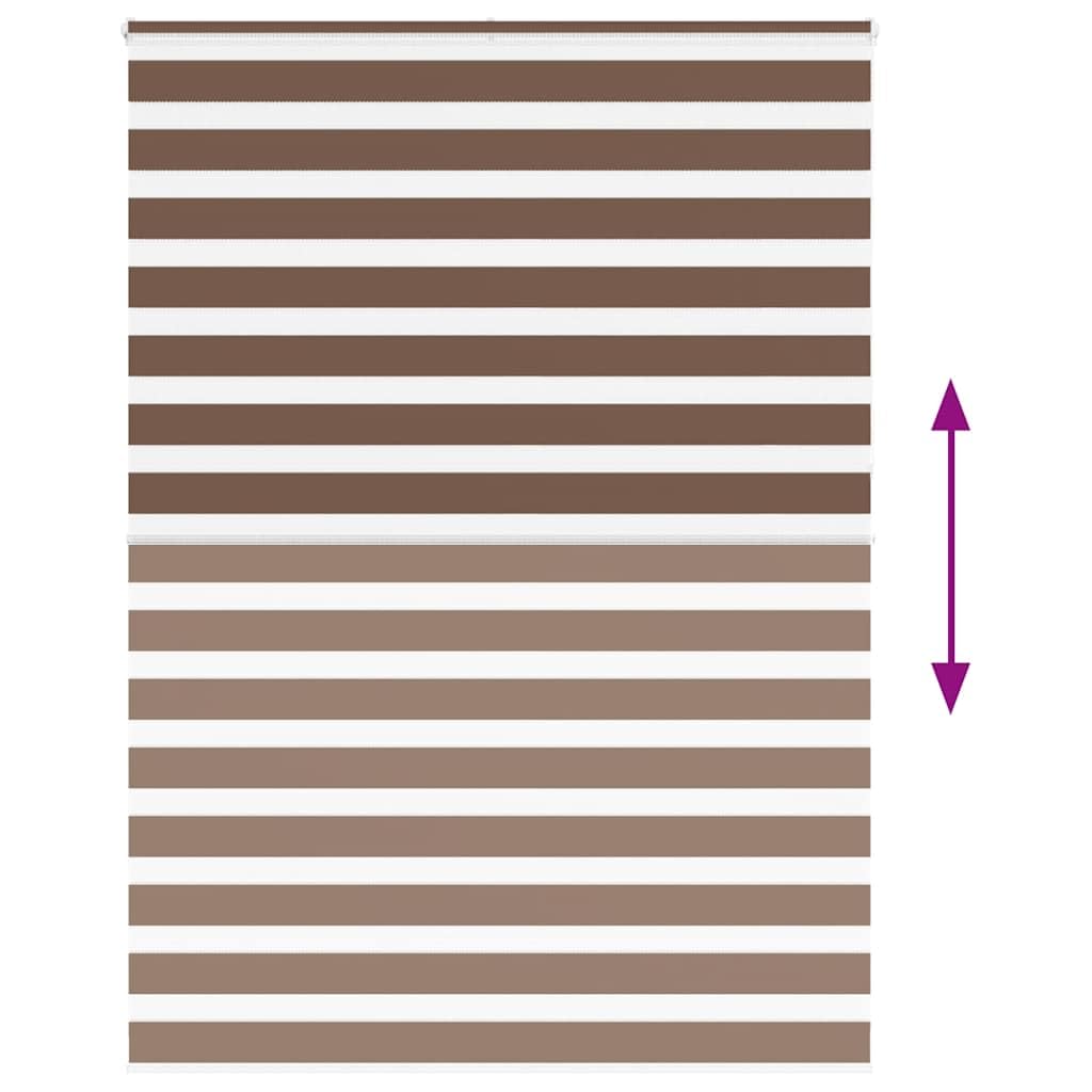 Estor doble de cebra, color marrón, 160 x 230 cm, ancho de la tela 155,9 cm, 100% poliéster con doble capa de protección visual y solar, control de luz continuo mediante cadena y dos