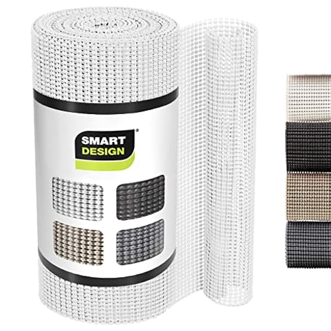 Smart Design Classic Grip Shelf Liner ¨C 12in x 20ft ¨C Non-Adhesive Drawer Liner with Strong Grip Helps Protect and Personalize Your Home Organization and Storage ¨C White