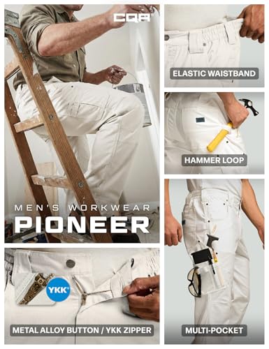 Image of CQR Men's Quick Dry Work Pants, Water Resistant Outdoor Tactical Pants, Lightweight Stretch Cargo Hiking Pants