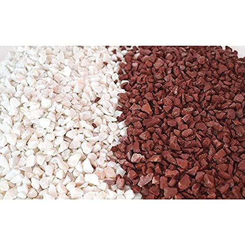 Image of Decorative Stones Marble Chips Pebble Stones for Aquarium Home Garden Indoor & Outdoor Decoration (White & Brown, 3950gm)