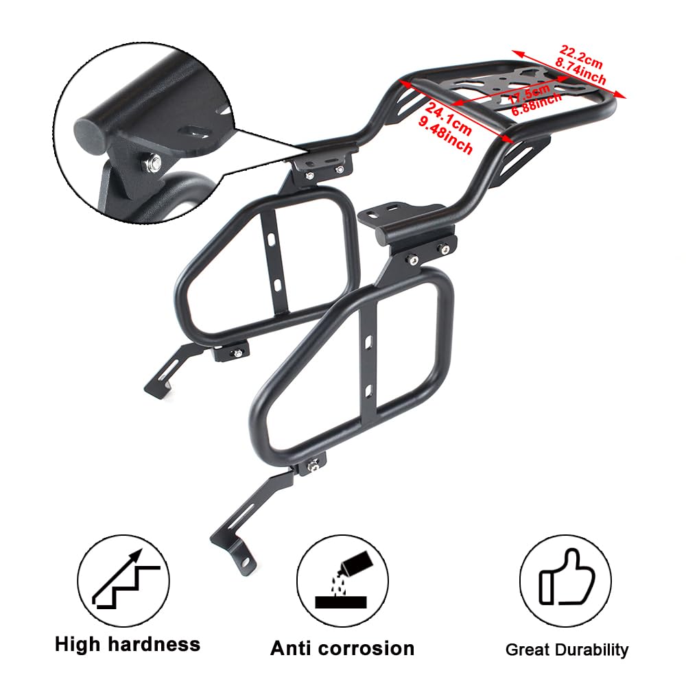 Motorrad Heckgepäckträger + Satteltaschenträger Set, Kompatibel mit Husqvarna Svartpilen 200/250/401 (2020-2023), Svartpilen 125 (2021-2023), Vitpilen 250/401 (2022-2023)