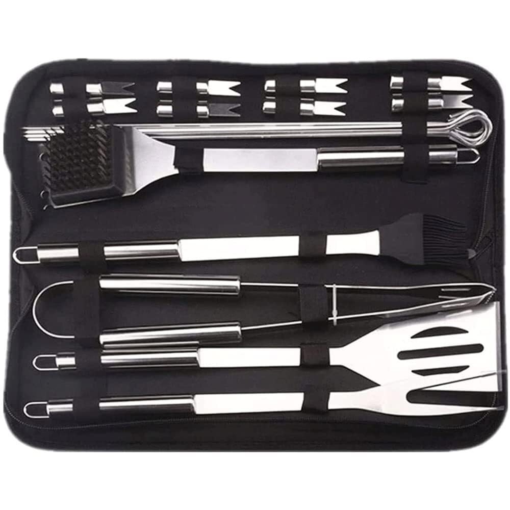 Kit di Accessori per grigliate da 20 Pezzi, Set di Utensili per Barbecue in Acciaio Inossidabile con Borsa per Il Trasporto, per Campeggio all'aperto, Utensili