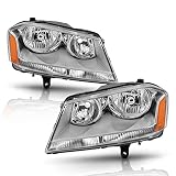 ACANII - For 2008-2014 Dodge Avenger Chrome Housing Headlights Headlamps Replacement Pair Set Driver