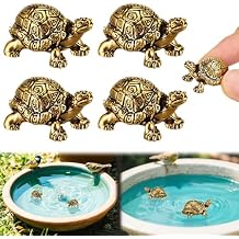 4 Pcs Mini Copper Bath Disk Ornaments Brass Bird Bath Purification Disks Birdbath Cleaner Single 0.6 oz Weight Universal Fit for Outdoor Birdbaths, Bowl Turtle,1.22 x 0.67 Inch