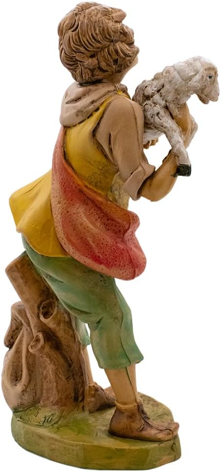VILLAGE GIFT IMPORTERS 8" Nativity Shepherd Holding a Lamb | Hand Painted | Add to Creche Manger Scene | Great Christian Holiday Home Decoration for Christmas | Made in Italy - Image 4