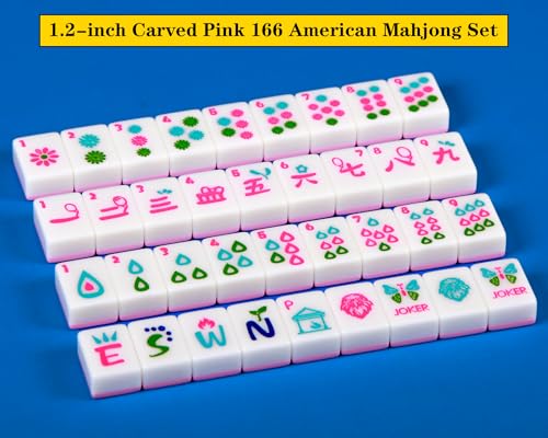 Juego Americano Mahjong con fichas rosa 166 piezas miniatura 4