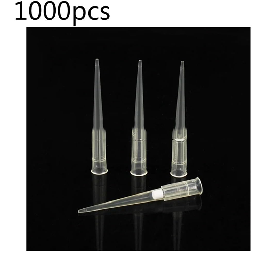 Cristalería de Laboratorio Puntas de pipeta de plástico PP de laboratorio con núcleo de arena for dispensadores de micropipeta(10ul 1000pcs)
