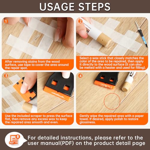 Laminat Reparaturset 12 Farben Braun, Hartwachs Reparaturset, Holzreparatur Set, Holzwachs Reparatur, für Parkett, Fliesen, Vinyl, Holz,Laminat, Reparatur von Löchern Kratzern und Rissen