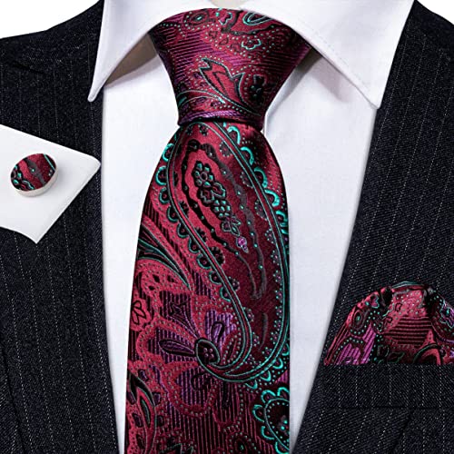 Set de corbata de seda con pañuelo y gemelos miniatura 3