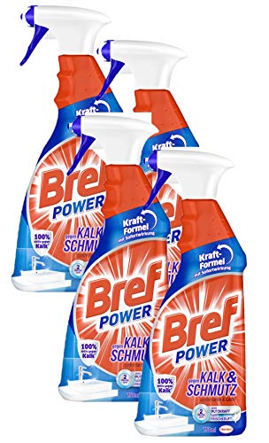 Bref Power gegen Kalk und Schmutz Kalkreiniger (4er Pack 4 x 750 ml) Sprühflasche für hygienische Sauberkeit