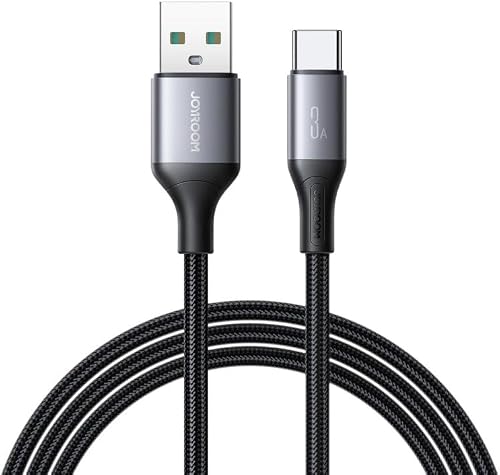 Joyroom SA28-AC 3A USB-A to USB-C Charging and Data Cable, 2 Meter Length, Black