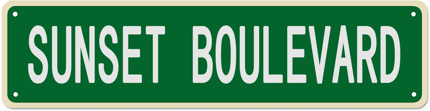 Sunset Boulevard Retro Tin Signs Aluminum Metal Sign Gift for Home Living Room Garden Wall Yard Coffee Decor 4x16 Inch