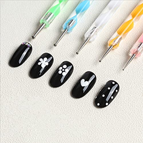 5 Pcs Set 2-Way Double Ended Dotting Tools, Nail Dotting Pen Marbleizing Tool Set Nail Polish Paint Manicure Dot Nail Art Tool Set, Embossing Stylus for Painting,Multi-Colored - Image 3