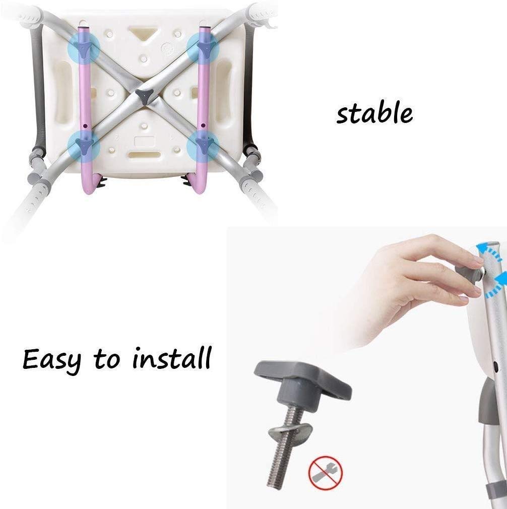 Taburete de Ducha Silla de baño con apoyabrazos Baño con apoyabrazos Aluminio Ligero Ajustable Antideslizante Almohada Embarazada Stock Blanco 200 Kg Taburete de Ducha, Taburete de
