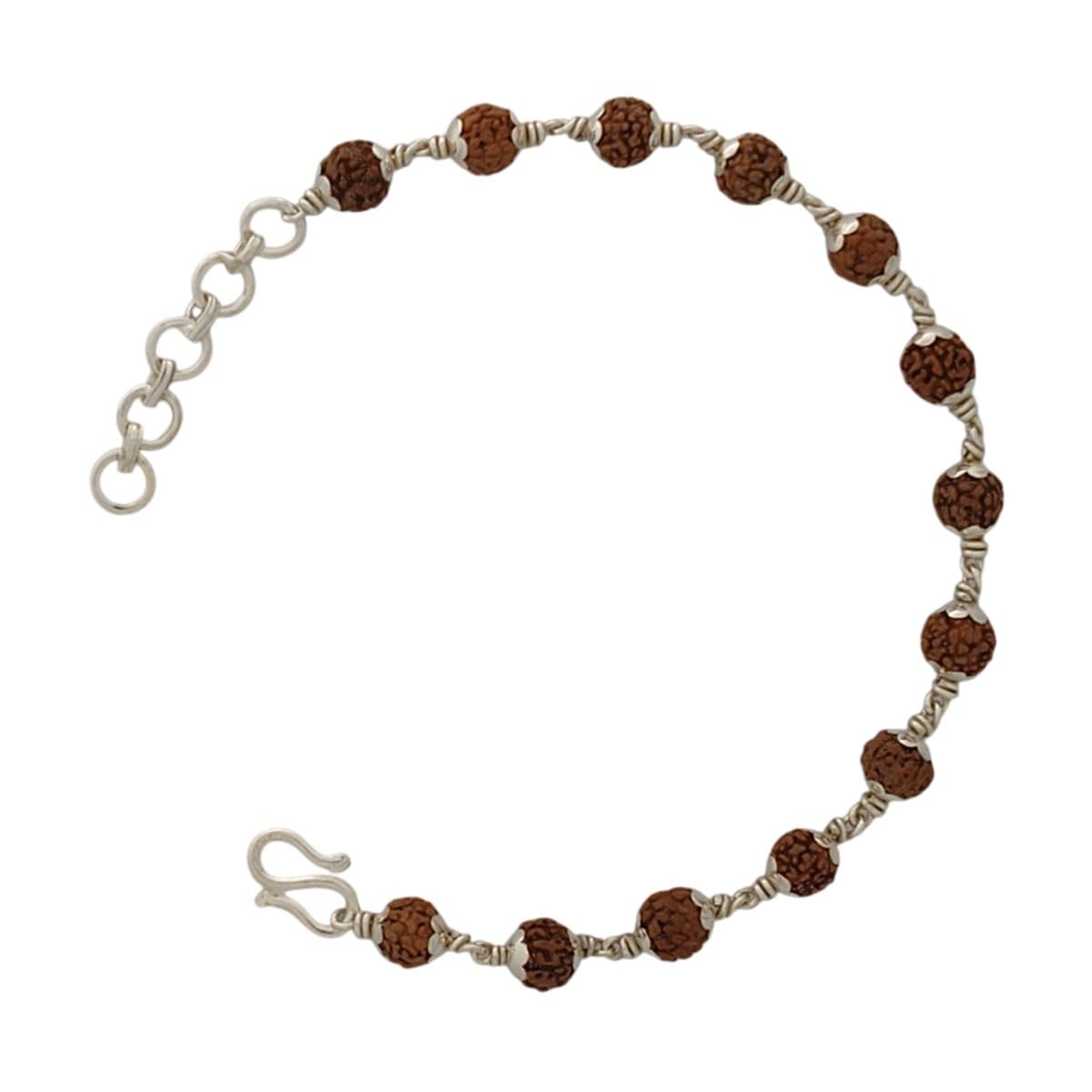 Original 925 Silver Rudraksha Bracelet for Men & women | (7 MM Natural Beads- Brown Colour - Lab Certified)-image-44