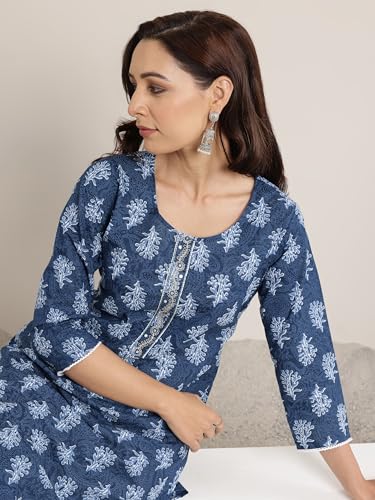 Image of Libas Printed Cotton Straight Kurta for Women Suit