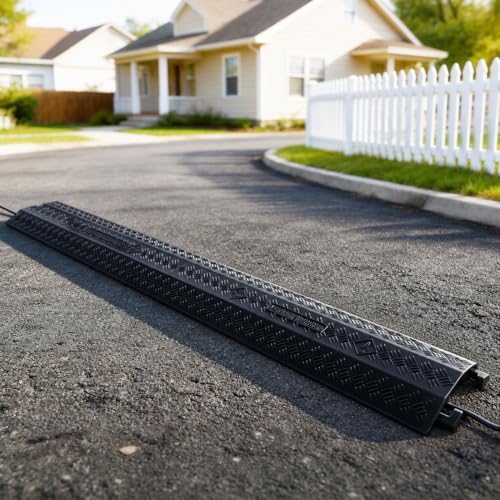 Image of 2 Pack Black Drop Over Cable Cover Ramp 37.8 x 10.8 x 1.5 Inch, Heavy Duty Cable Hose Protector Ramp with 1 Big Channel, High Load Capacity for Indoor Use, Office, Warehouse & Event Areas