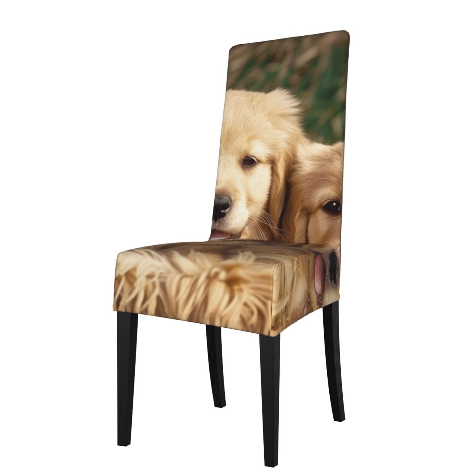 WPKJU Golden Retriever Dogs Puppies Pets Print Dining Chair Covers Removable Chair Seat Covers Decorative for Kitchen & Bar Stools