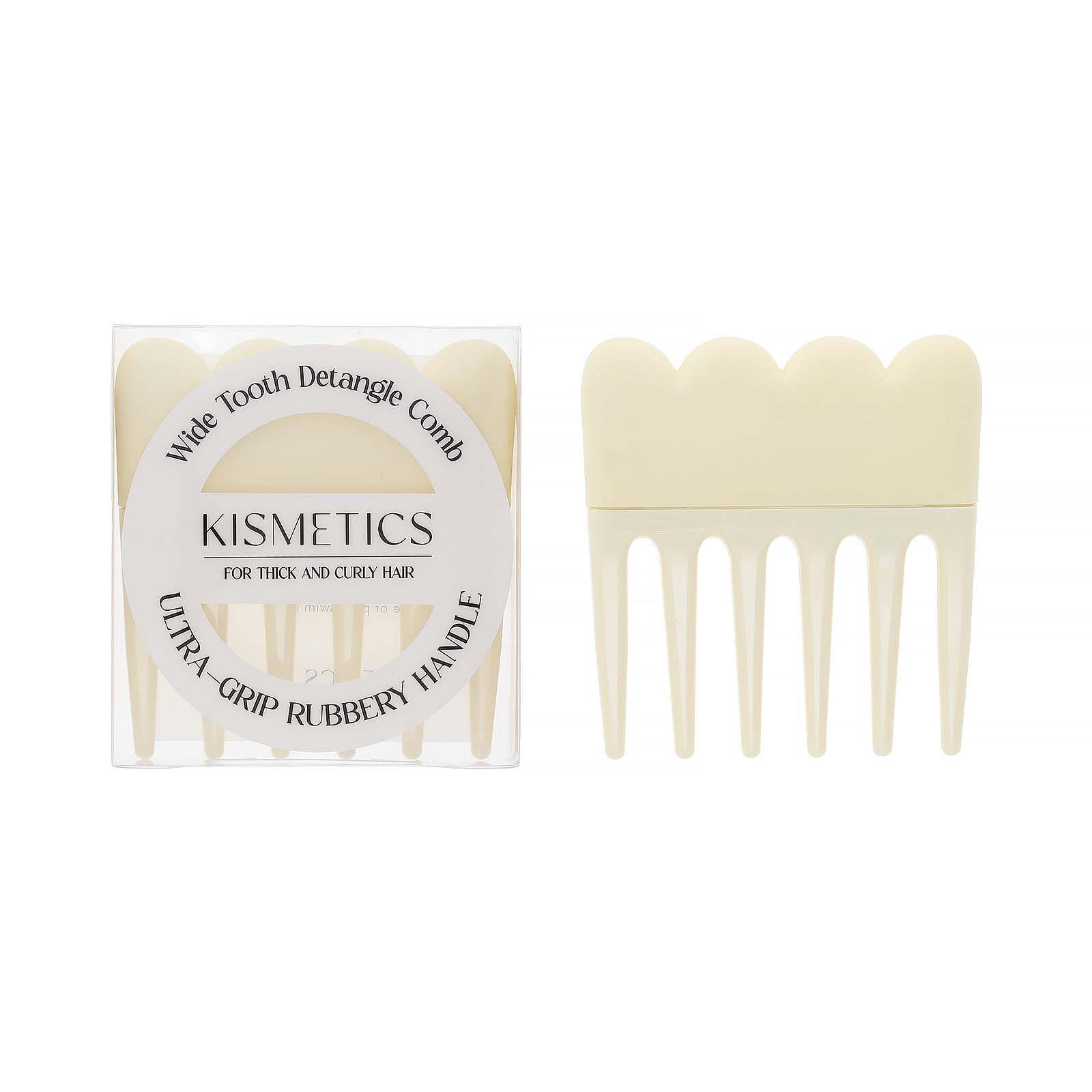 Photo 1 of Curl Detangling Wide Tooth Comb – Non-Slip Grip Handle – Knot-Free Tool for Natural, Coily, Thick & Curly Wet or Dry Hair – Distributes Conditioner, No Breakage - Light Yellow