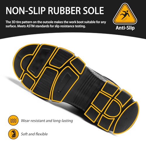 Image of Nasogetch Waterproof Work Boots for Men Women Steel Toe Boots Lightweight Indestructible Slip Resistant Construction Safety Boots