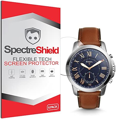 Spectre Shield (6-Pack) Screen Protector for Fossil Hybrid Smartwatch Q Grant Screen Protector Case Friendly Accessories Flexible Full Coverage Clear TPU Film