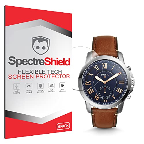 Spectre Shield (6-Pack) Screen Protector For Fossil Hybrid Smartwatch Q Grant Screen Protector Case Friendly Accessories Flexible Full Coverage Clear Tpu Film #TOP9