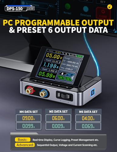 FNIRSI DPS-150 DC Power Supply Variable, 30V 5A Adjustable DC CNC Power Supply with 4-Digit IPS Display, <20mV Power Ripple, PD/QC/DC Input, PC Programmable Switching Power Supply (NO Power Adapter)