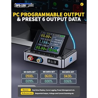 FNIRSI DPS-150 DC Power Supply Variable, 30V 5A Adjustable DC CNC Power Supply with 4-Digit IPS Display,lt;20mV Power Ripple, PD/QC/DC Input, PC Programmable Switching Power Supply (NO Power Adapter)